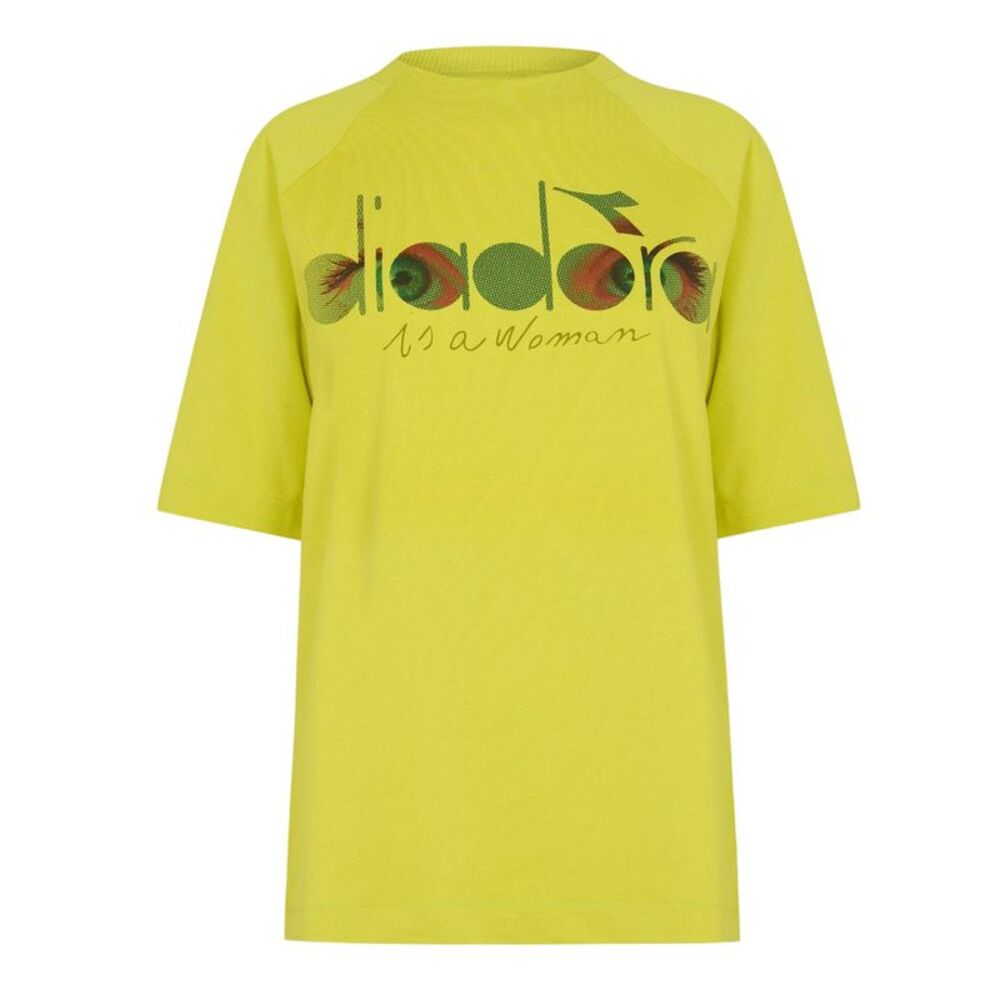 Diadora Womens/Ladies Flowers Crew Neck  T-Shirt / Yellow